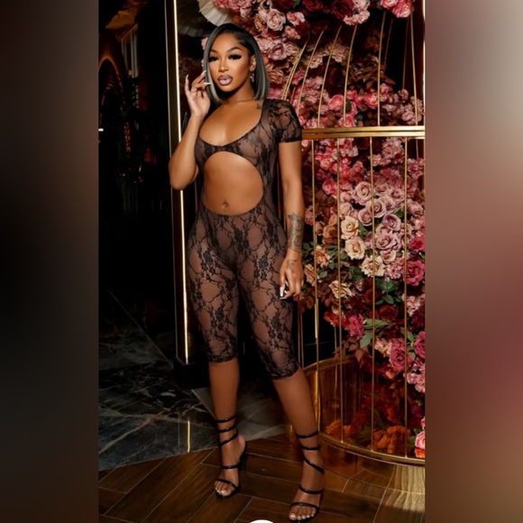 King Of Style Black Lace Jumpsuit - Picture 1 of 1